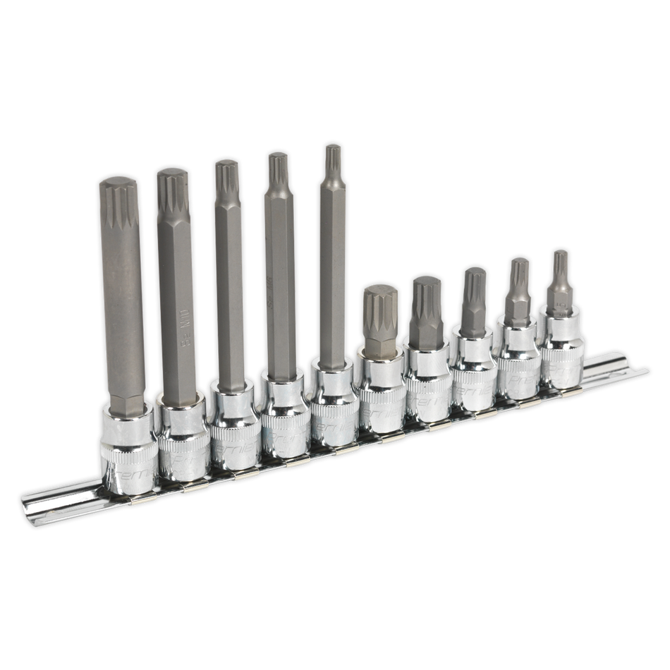 Sealey AK6216 10pc 3/8"Sq Drive Spline Socket Bit Set