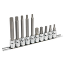Sealey AK6216 10pc 3/8"Sq Drive Spline Socket Bit Set