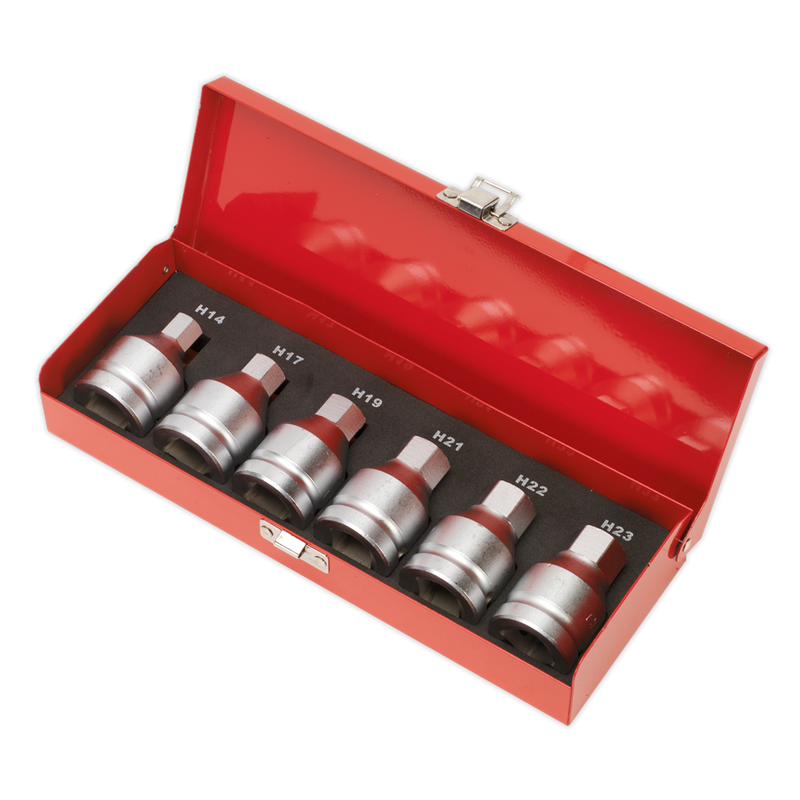 Sealey AK6217 6pc 3/4"Sq Drive Hex Socket Bit Set