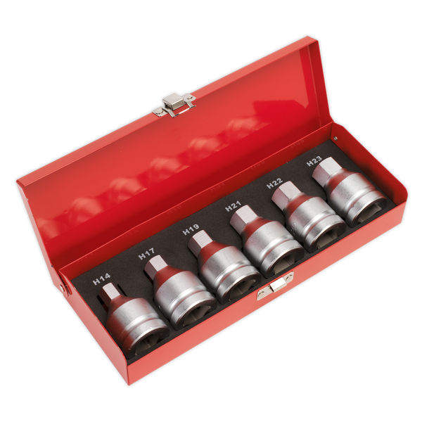 Sealey AK6217 6pc 3/4"Sq Drive Hex Socket Bit Set