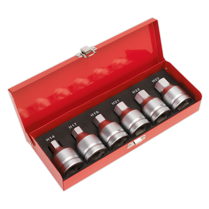 Sealey AK6217 6pc 3/4"Sq Drive Hex Socket Bit Set