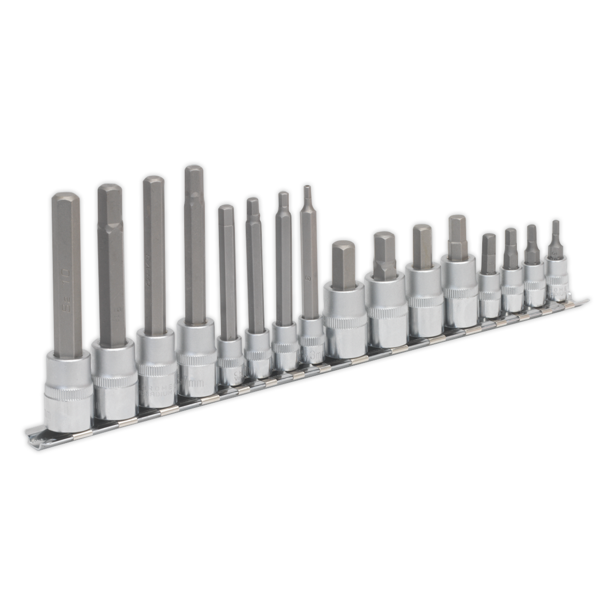 Sealey AK6219 16pc 1/4" & 3/8"Sq Drive Hex Socket Bit Set