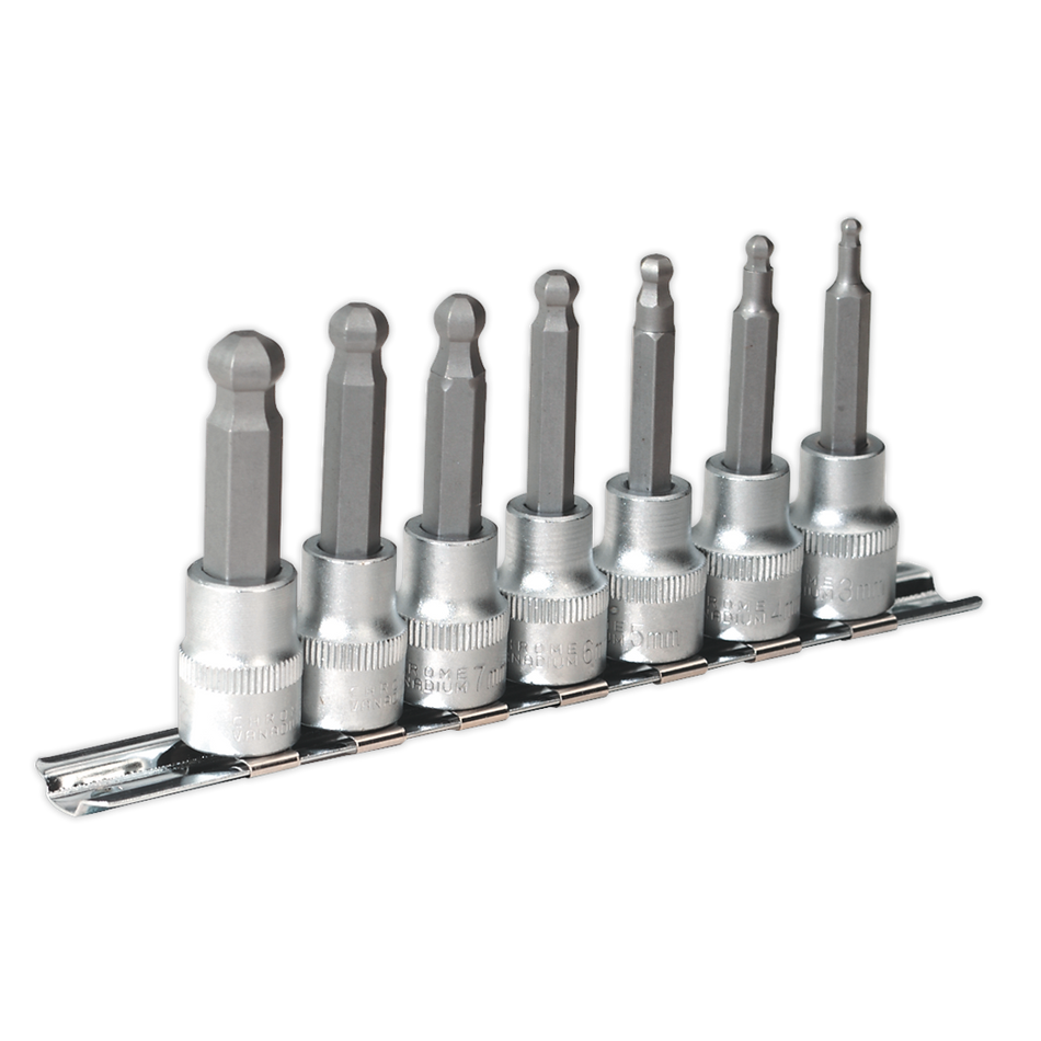 Sealey AK621 7pc 3/8"Sq Drive Ball-End Hex Socket Bit Set