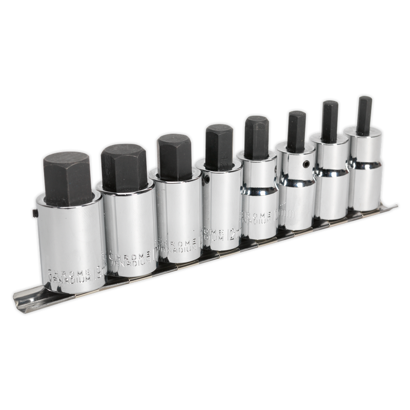 Sealey AK62258 8pc 1/2"Sq Drive Hex Socket Bit Set