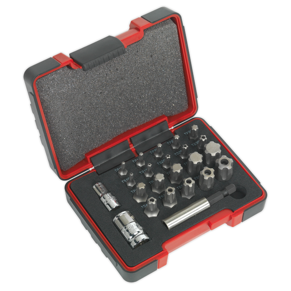 Sealey AK6226 23pc 1/4" & 3/8"Sq Drive TRX-P* & Security TRX-TS* Bit Set
