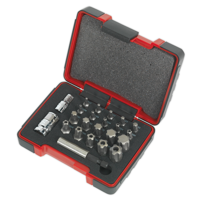 Sealey AK6226 23pc 1/4" & 3/8"Sq Drive TRX-P* & Security TRX-TS* Bit Set