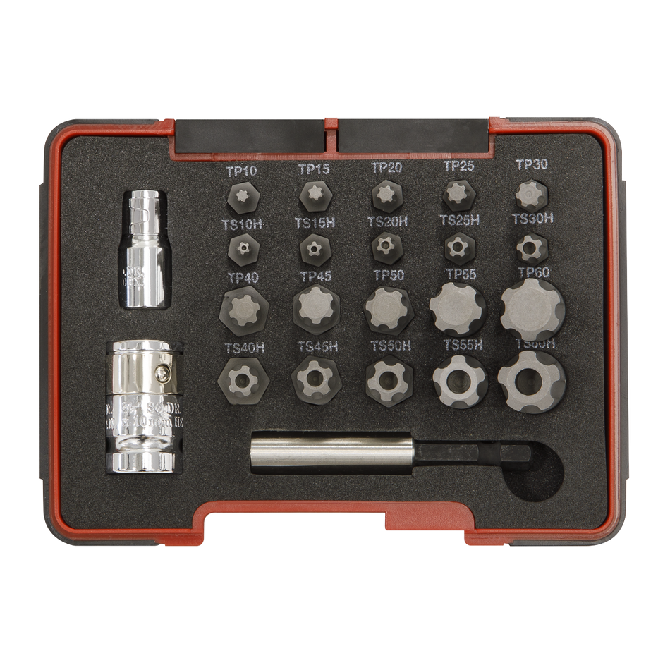 Sealey AK6226 23pc 1/4" & 3/8"Sq Drive TRX-P* & Security TRX-TS* Bit Set