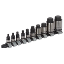 Sealey AK6229B 10pc 1/4", 3/8" & 1/2"Sq Drive Stubby Hex Socket Bit Set - Black Series