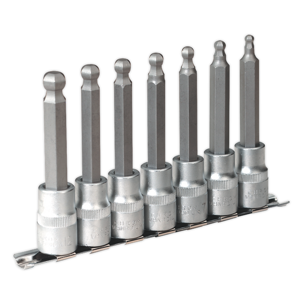 Sealey AK622 7pc 1/2"Sq Drive Ball-End Hex Socket Bit Set