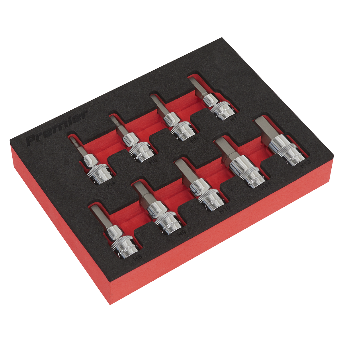 Sealey AK6240 9pc 3/8"Sq Drive Hex Socket Bit Set - Metric