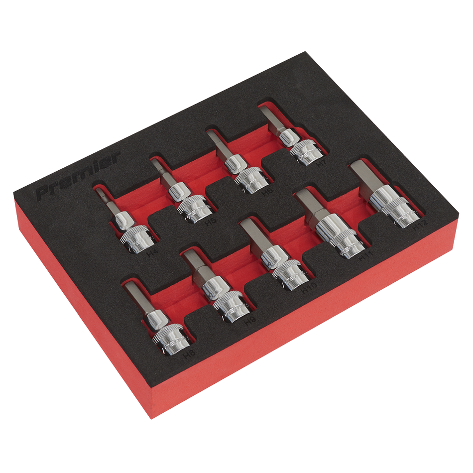Sealey AK6240 9pc 3/8"Sq Drive Hex Socket Bit Set - Metric