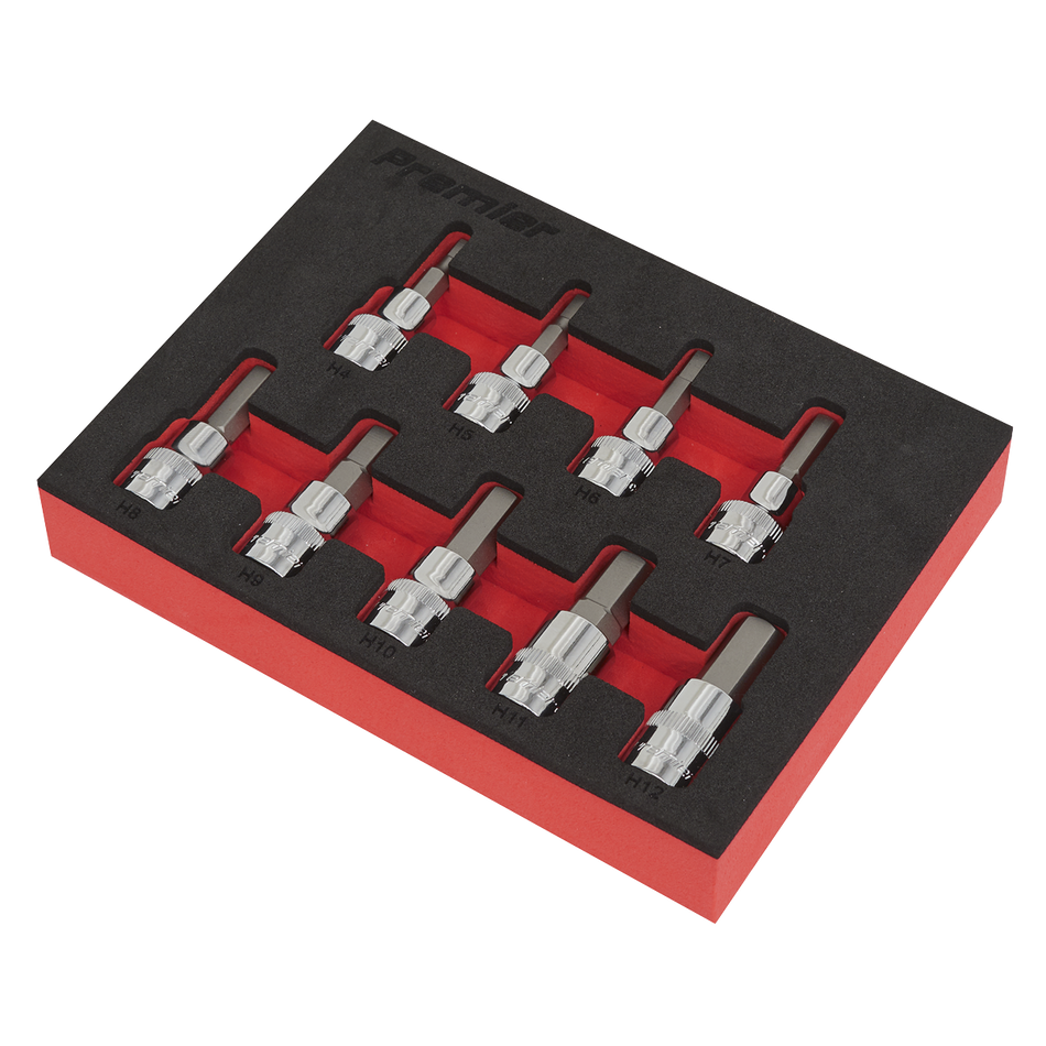 Sealey AK6240 9pc 3/8"Sq Drive Hex Socket Bit Set - Metric
