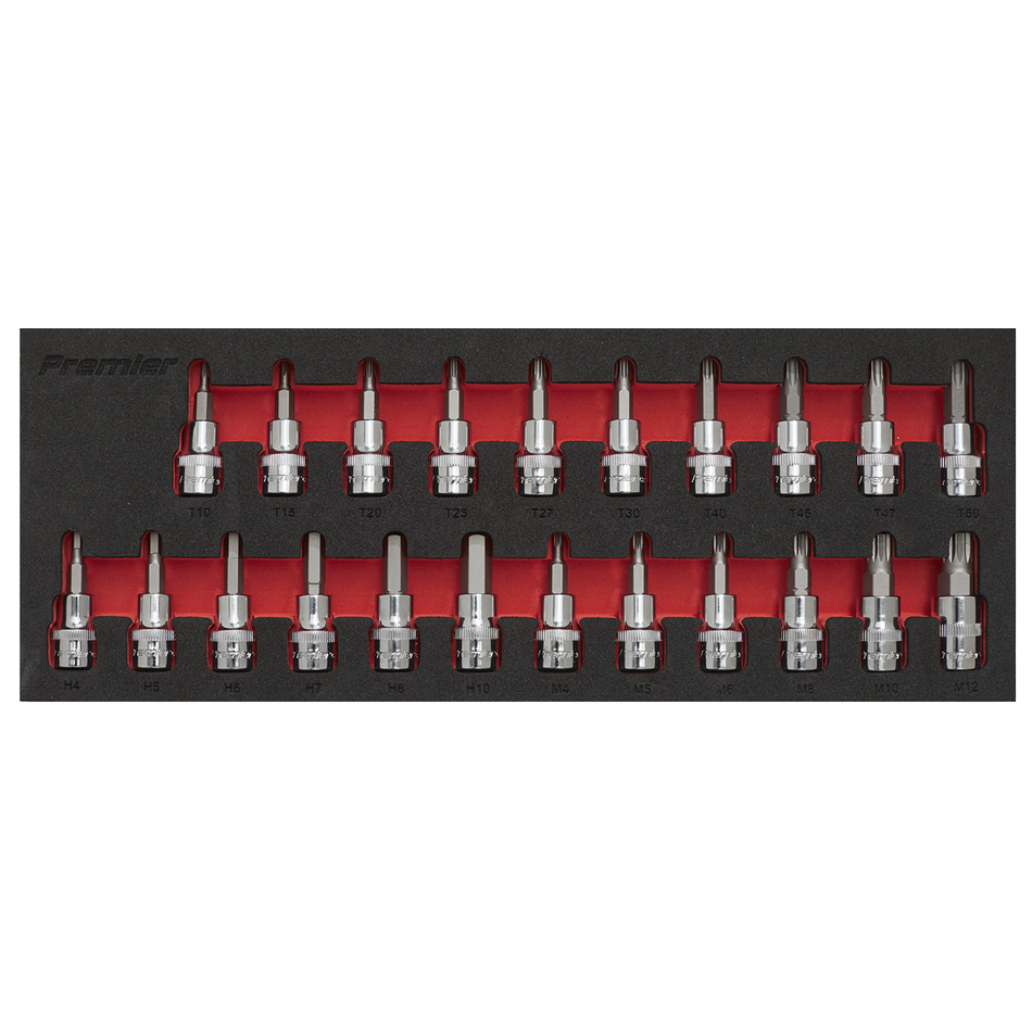 Sealey AK6243 22pc 3/8"Sq Drive TRX-Star*/Hex/Spline Socket Bit Set