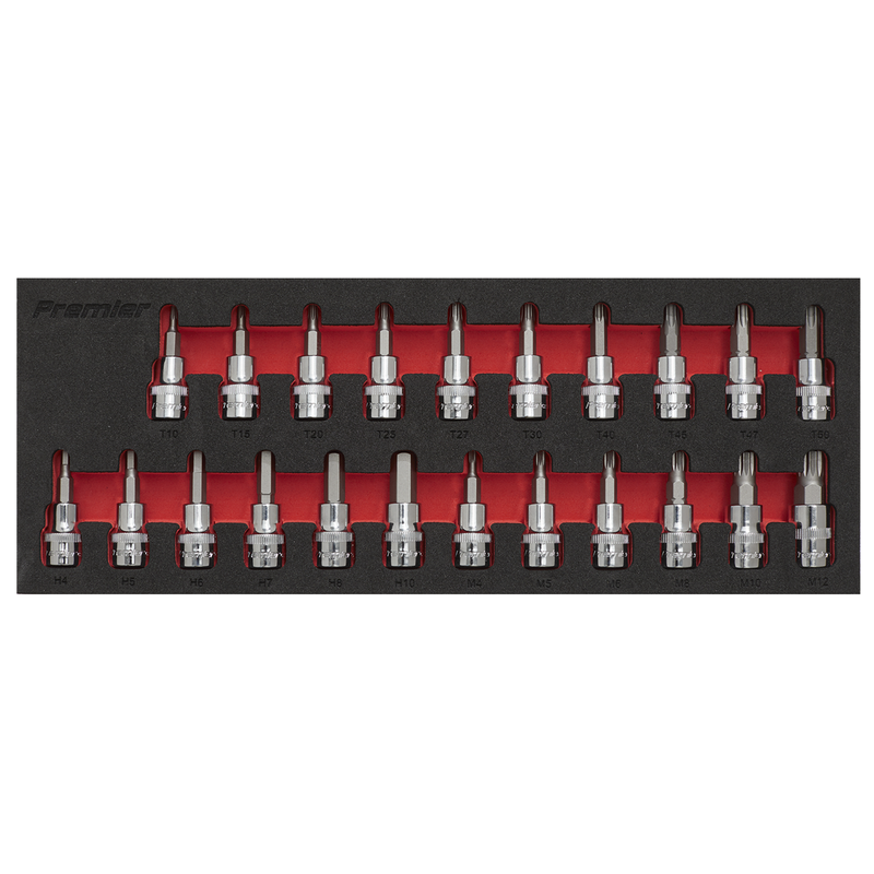 Sealey AK6243 22pc 3/8"Sq Drive TRX-Star*/Hex/Spline Socket Bit Set