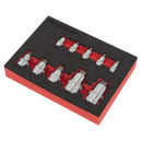 Sealey AK6244 10pc 1/4", 3/8" & 1/2"Sq Drive Hex Socket Bit Set - Stubby