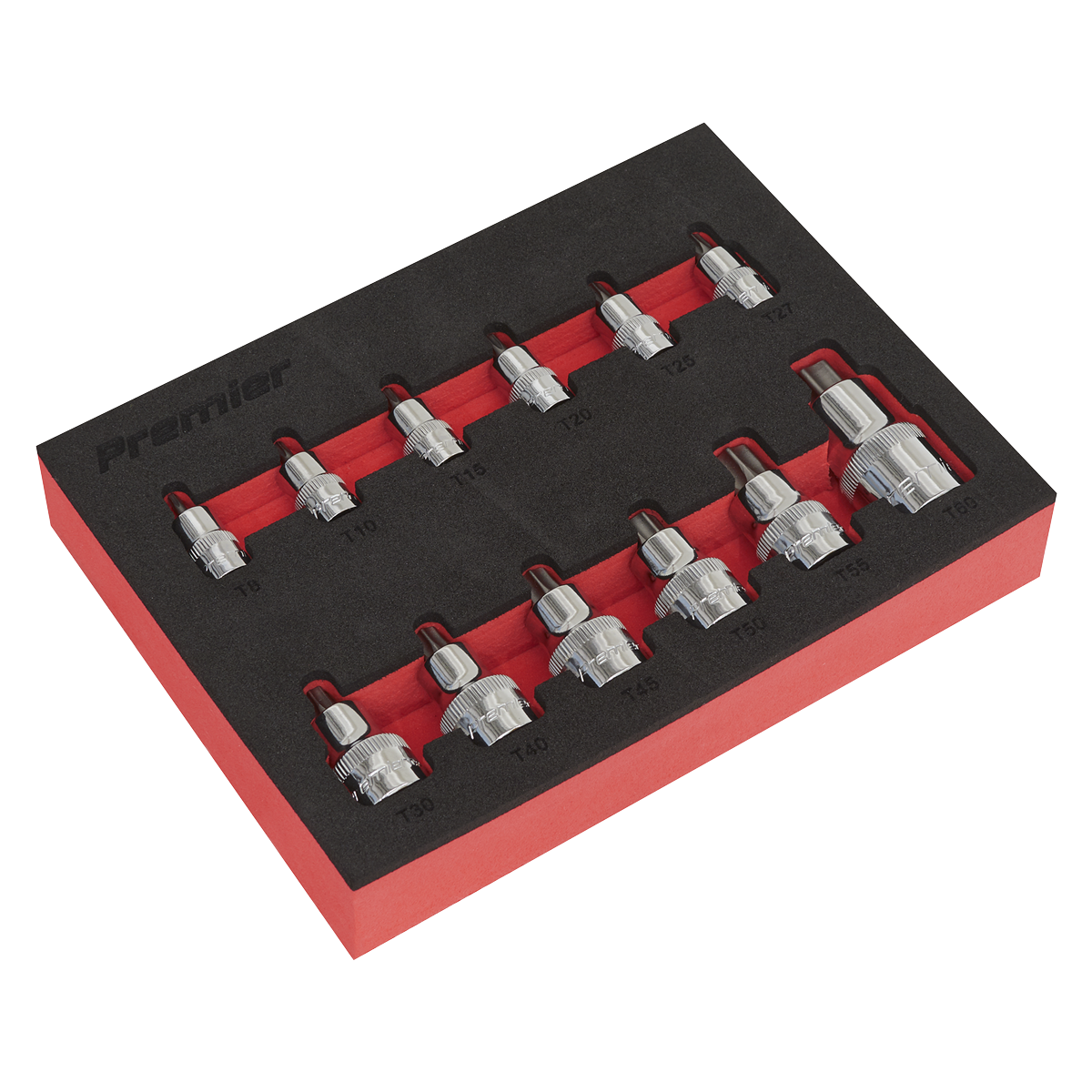 Sealey AK6245 12pc 1/4", 3/8" & 1/2"Sq Drive TRX-Star* Socket Bit Set - Stubby