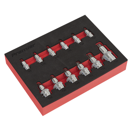 Sealey AK6245 12pc 1/4", 3/8" & 1/2"Sq Drive TRX-Star* Socket Bit Set - Stubby