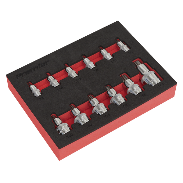 Sealey AK6245 12pc 1/4", 3/8" & 1/2"Sq Drive TRX-Star* Socket Bit Set - Stubby
