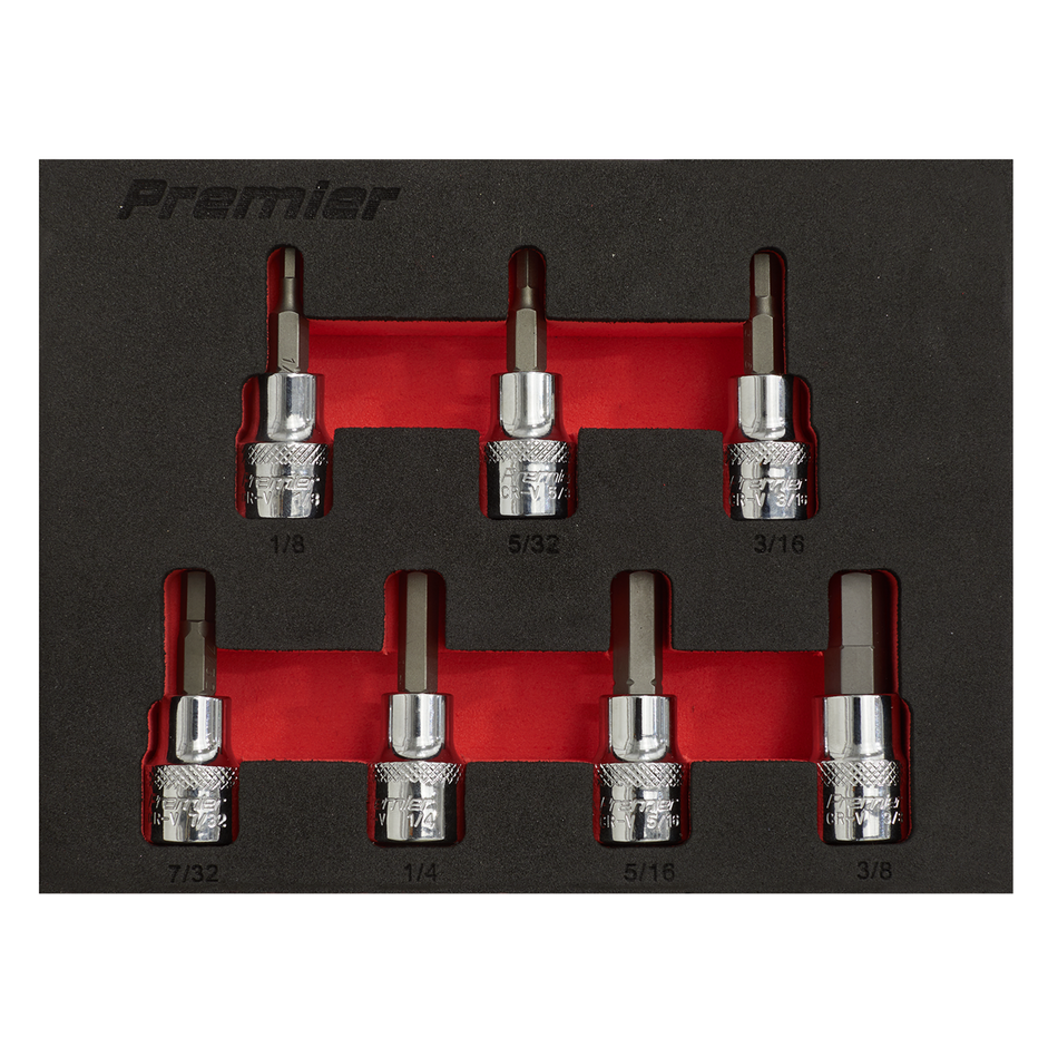 Sealey AK6246 7pc 3/8"Sq Drive Hex Socket Bit Set - Imperial