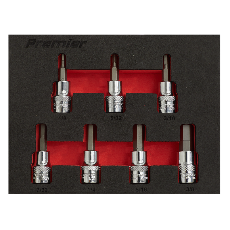 Sealey AK6246 7pc 3/8"Sq Drive Hex Socket Bit Set - Imperial