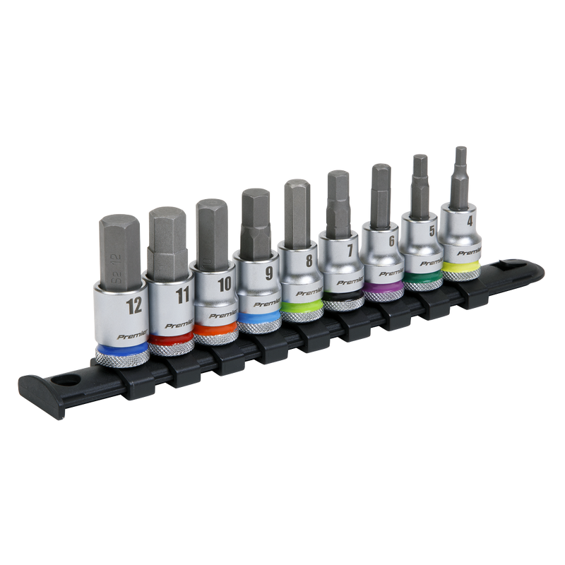 Sealey AK6250 Hex Socket Bit Set 9pc 3/8"Sq Drive  - Platinum