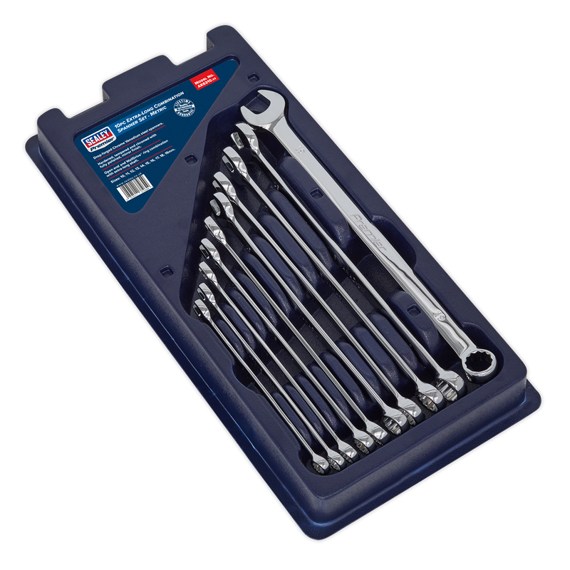 Sealey AK6310 10pc Extra-Long Combination Spanner Set