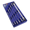 Sealey AK63832 6pc Extra-Long Flexi-Head Double End Ratchet Ring Spanner Set