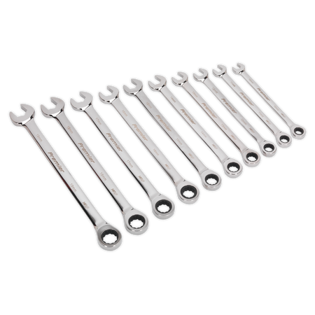 Sealey AK63914 10pc Extra-Long Combination Ratchet Spanner Set