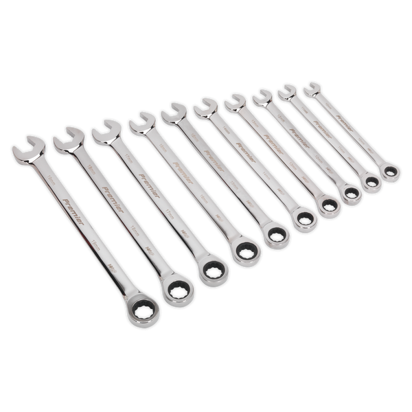 Sealey AK63914 10pc Extra-Long Combination Ratchet Spanner Set