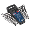 Sealey AK63914 10pc Extra-Long Combination Ratchet Spanner Set