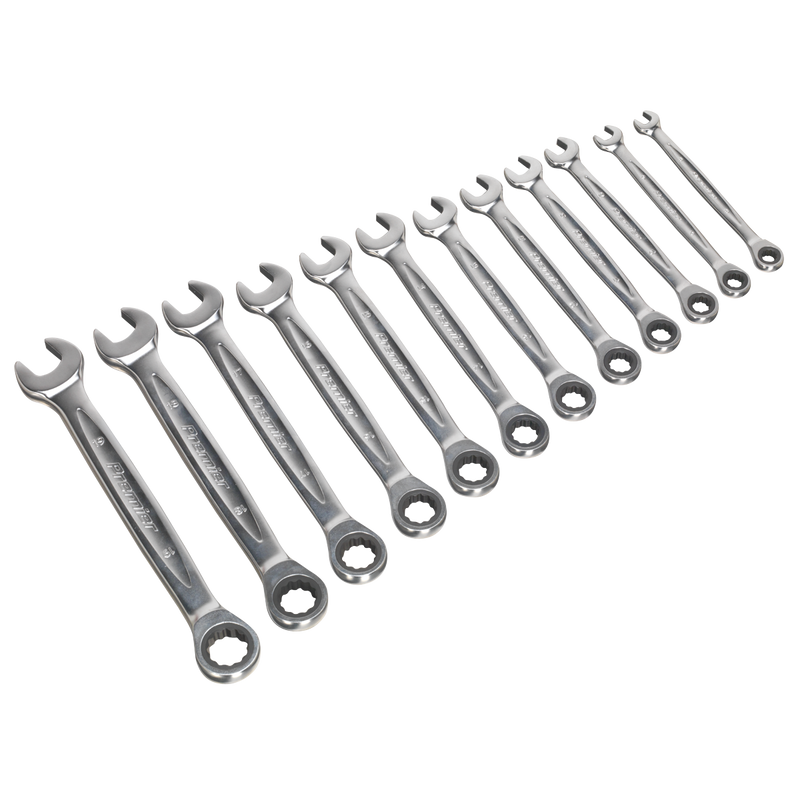 Sealey AK63922 12pc Ratchet Combination Spanner Set - Platinum Series