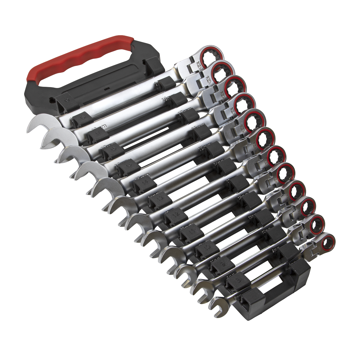 Sealey AK63942 12pc Flexi-Head Ratchet Combination Spanner Set - Platinum Series