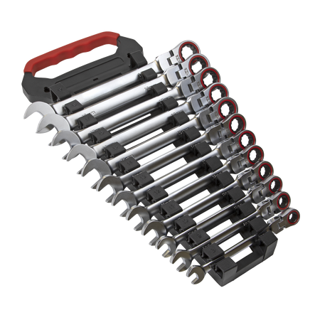 Sealey AK63942 12pc Flexi-Head Ratchet Combination Spanner Set - Platinum Series