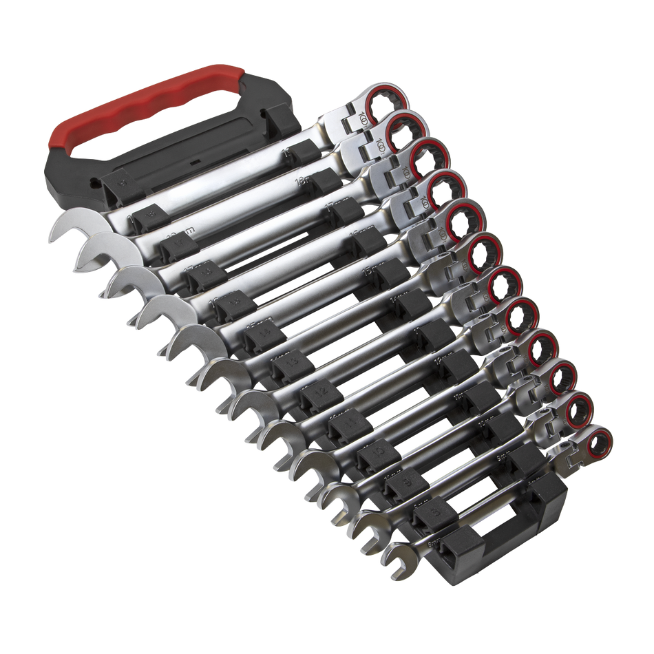 Sealey AK63942 12pc Flexi-Head Ratchet Combination Spanner Set - Platinum Series