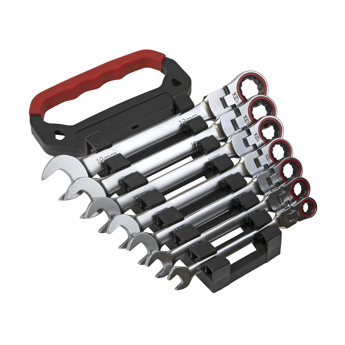 Sealey AK63943 7pc Flexi-Head Ratchet Combination Spanner Set - Platinum Series