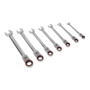 Sealey AK63943 7pc Flexi-Head Ratchet Combination Spanner Set - Platinum Series