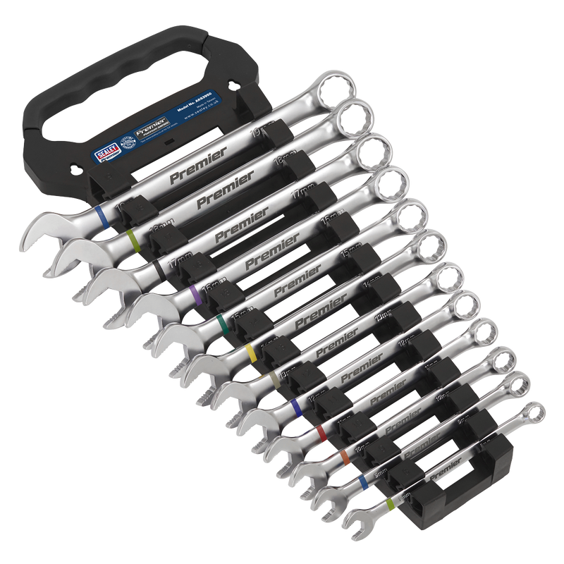 Sealey AK63950 Combination Spanner Set Anti-Slip 12pc Metric - Platinum Series