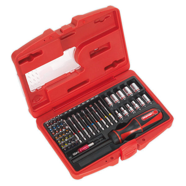 Sealey AK64903 51pc Fine Tooth Ratchet Screwdriver Socket & Bit Set