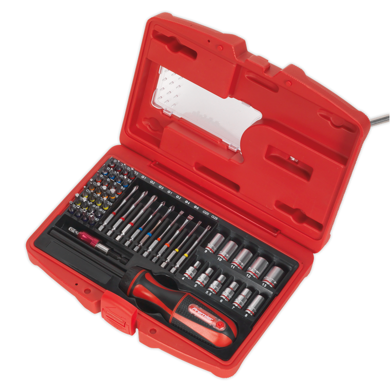 Sealey AK64903 51pc Fine Tooth Ratchet Screwdriver Socket & Bit Set