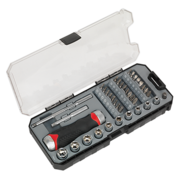 Sealey AK64905 38pc Fine Tooth Ratchet Screwdriver Socket & Bit Set