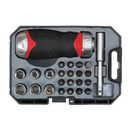 Sealey AK64906 24pc Fine Tooth Stubby Ratchet Screwdriver Socket & Bit Set