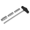 Sealey AK6550 4pc 3/8"Sq Drive T-Bar & Rubber Insert Spark Plug Socket Set