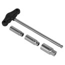 Sealey AK6550 4pc 3/8"Sq Drive T-Bar & Rubber Insert Spark Plug Socket Set