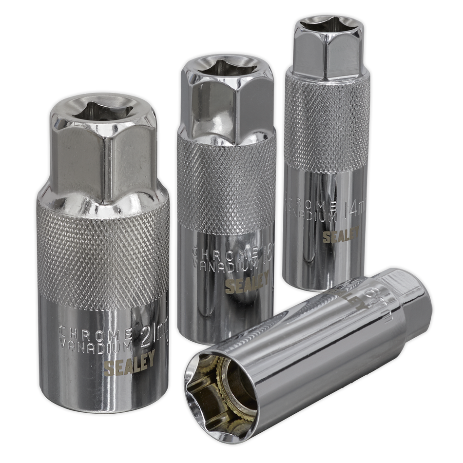 Sealey AK65561 4pc 3/8"Sq Drive Spark Plug Socket Set - Magnetic