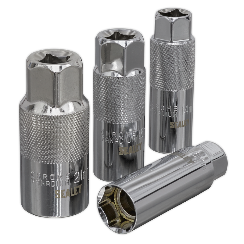Sealey AK65561 4pc 3/8"Sq Drive Spark Plug Socket Set - Magnetic