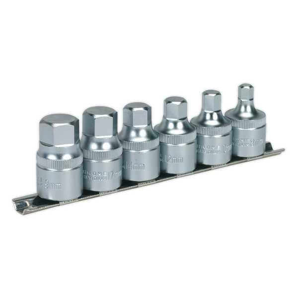 Sealey AK6561 6pc 1/2"Sq Drive Stubby Hex Socket Bit Set