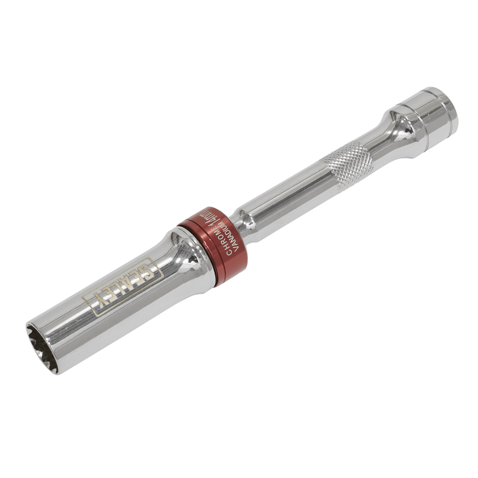 Sealey AK6570 14mm 3/8"Sq Drive 12-Point Spark Plug Socket with Universal Joint 150mm