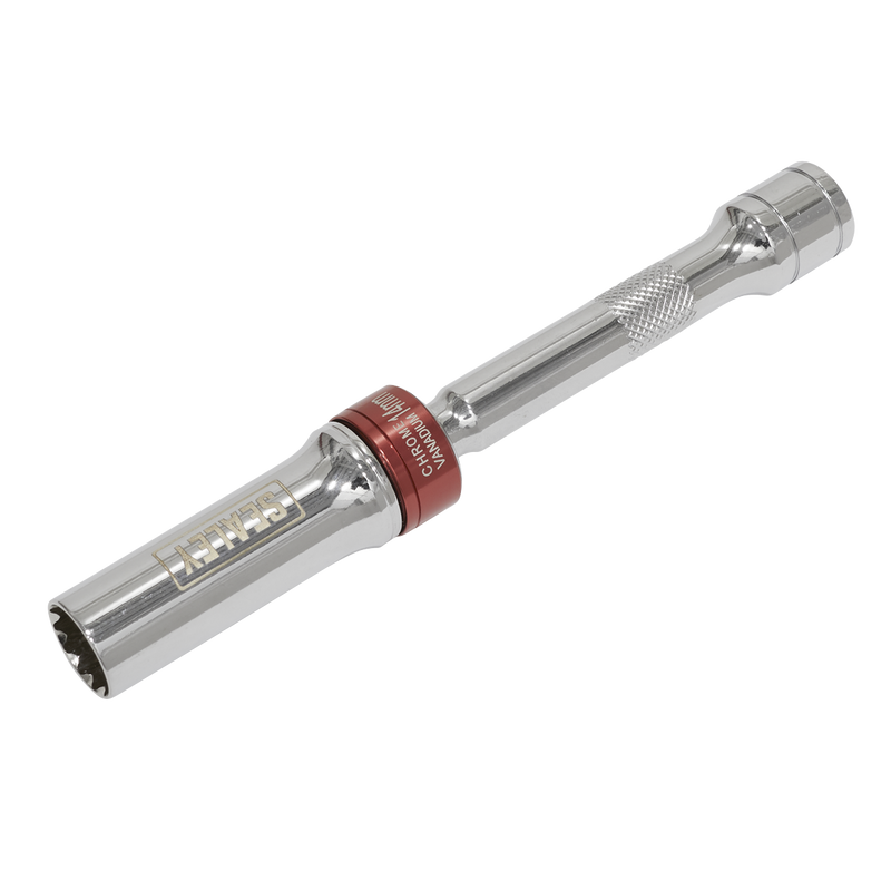 Sealey AK6570 14mm 3/8"Sq Drive 12-Point Spark Plug Socket with Universal Joint 150mm