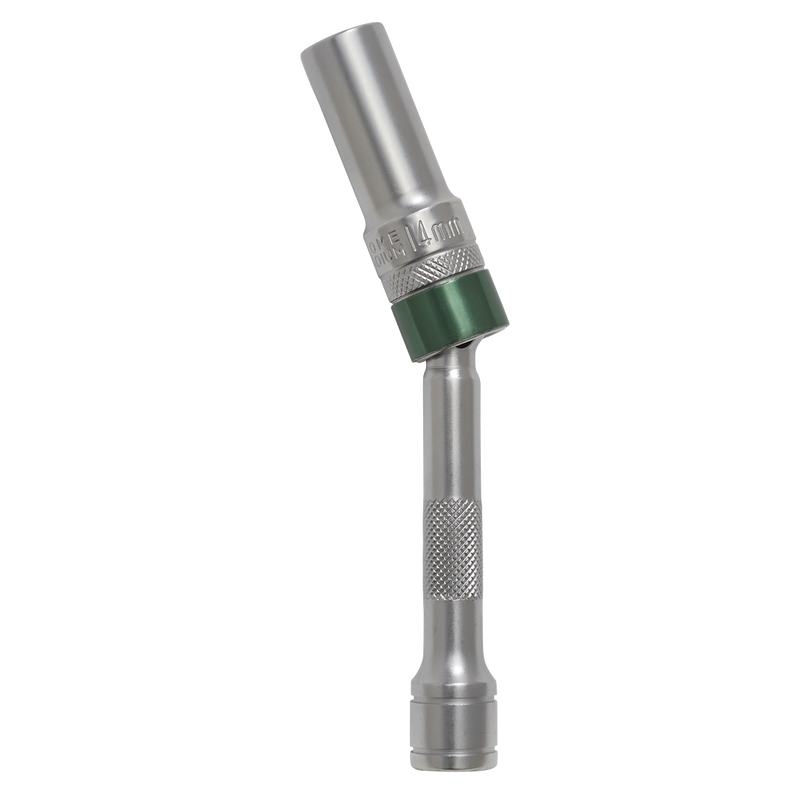 Sealey AK6570 14mm 3/8"Sq Drive 12-Point Spark Plug Socket with Universal Joint 150mm