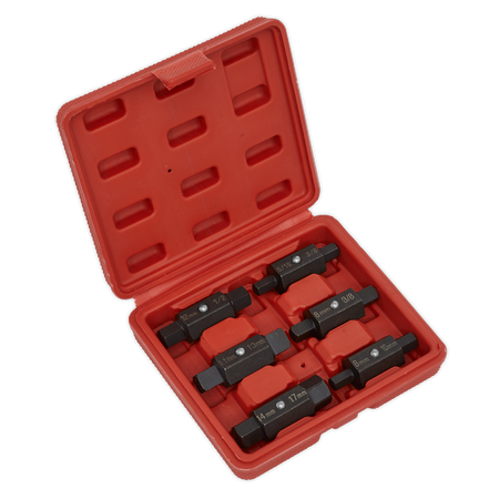 Sealey AK658 6pc Double End Oil Drain Plug Key Set